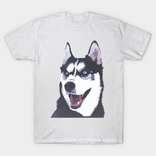 Siberian Husky Low Poly Digital Art T-Shirt by doglovershirts